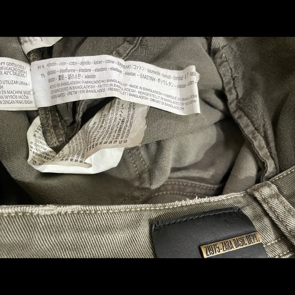 ZARA BASICS DENIM Skinny Olive Green Jeans 4 - Picture 7 of 8